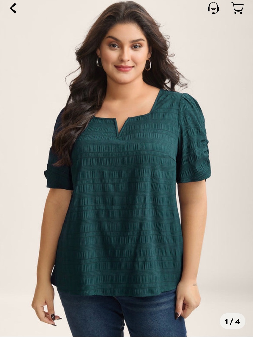 EUC BloomChic Jewel Tone Teal Textured Blouse Plus Size 18-20, 2X